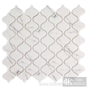 Snow White Arabesque Glass Mosaic Tiles for Bathroom